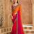 saffron satin chiffon saree with banglori work blouse
