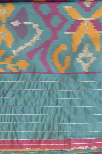 exquisite purple pochampally silk blend saree with vibrant ikat pattern