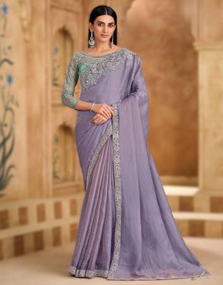 sparkle shaded chiffon saree with banglori work blouse 1