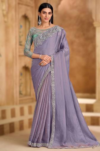 sparkle shaded chiffon saree with banglori work blouse