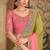 onion pink tissue crushed georgette saree with banglori work blouse