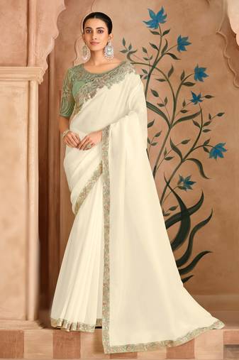 majestic shaded satin chiffon saree with banglori work blouse