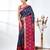 exquisite teal pochampally silk blend saree with vibrant ikat pattern