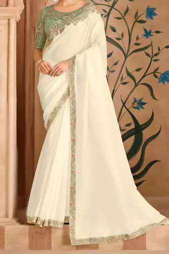 majestic shaded satin chiffon saree with banglori work blouse