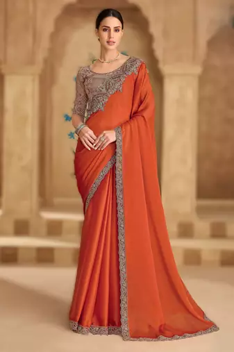 pure black satin chiffon saree with banglori work blouse