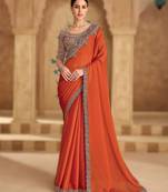 pure black satin chiffon saree with banglori work blouse