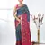 exquisite teal pochampally silk blend saree with vibrant ikat pattern