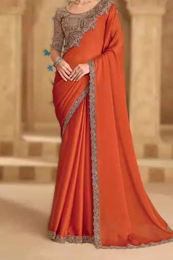 pure black satin chiffon saree with banglori work blouse