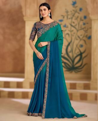 sparkle shaded chiffon saree with banglori work blouse 1