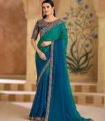 sparkle shaded chiffon saree with banglori work blouse