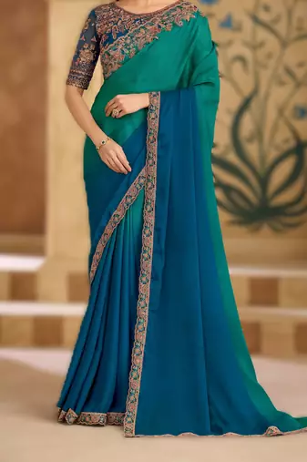 sparkle shaded chiffon saree with banglori work blouse