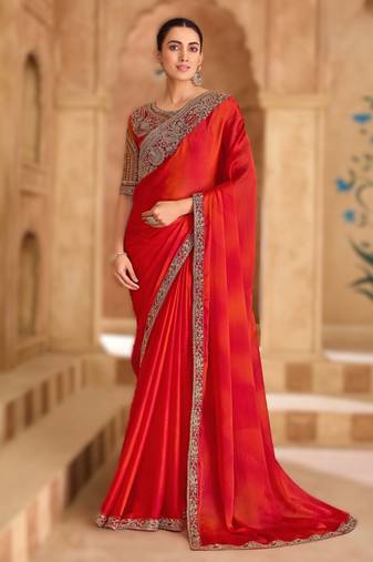 sparkle shaded chiffon saree with banglori work blouse