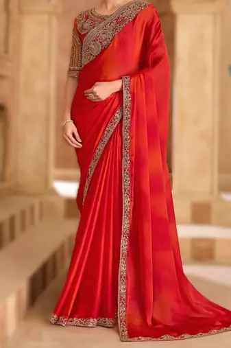 sparkle shaded chiffon saree with banglori work blouse