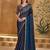 twilight blue silk blend georgette saree with georgette work blouse