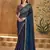 twilight blue silk blend georgette saree with georgette work blouse