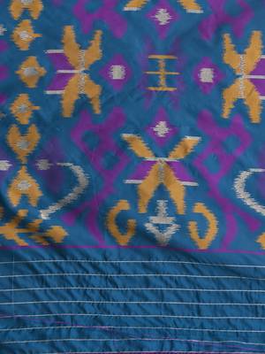 exquisite purple pochampally silk blend saree with vibrant ikat pattern 4