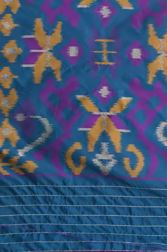 exquisite purple pochampally silk blend saree with vibrant ikat pattern