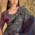 twilight blue silk blend georgette saree with georgette work blouse