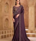 silk blend satin chiffon saree with banglori work blouse
