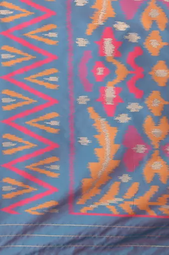 exquisite pink pochampally silk blend saree with vibrant ikat pattern