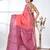 elegant pink tussar silk blend saree with sambhal puri ikat border