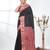 elegant black tussar silk blend saree with sambhal puri ikat border