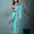 elegant sea green tussar silk blend saree with sambhal puri ikat border
