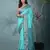 elegant sea green tussar silk blend saree with sambhal puri ikat border
