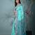 elegant sea green tussar silk blend saree with sambhal puri ikat border
