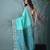 elegant sea green tussar silk blend saree with sambhal puri ikat border
