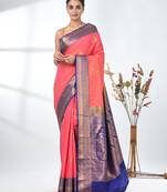 glamorous pink south silk blend saree with intricate zari border