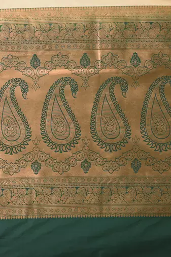 glamorous beige south silk blend saree with intricate zari border