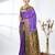 glamorous violet south silk blend saree with intricate zari border