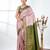 elegant pale pink south silk blend saree with green zari border