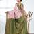 elegant pale pink south silk blend saree with green zari border