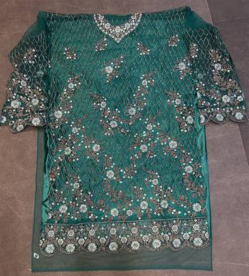 Green embroidered net salwar kameez 4
