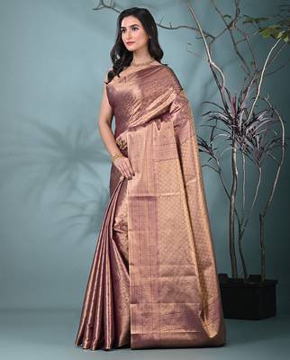 exquisite purple tissue brocade saree with intricate zari work 2