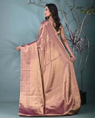exquisite purple tissue brocade saree with intricate zari work 3