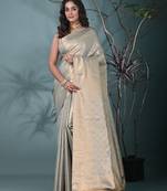 exquisite sea green tissue brocade saree with intricate zari work