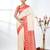 elegant off-white tussar silk blend saree with red zari border
