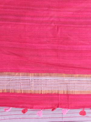 lavender viscose saree with gheecha pallu and golden border 4