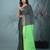 emerald green viscose saree with gheecha pallu and golden border