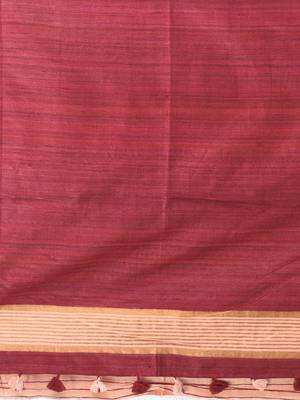 peach viscose saree with gheecha pallu and golden border 4