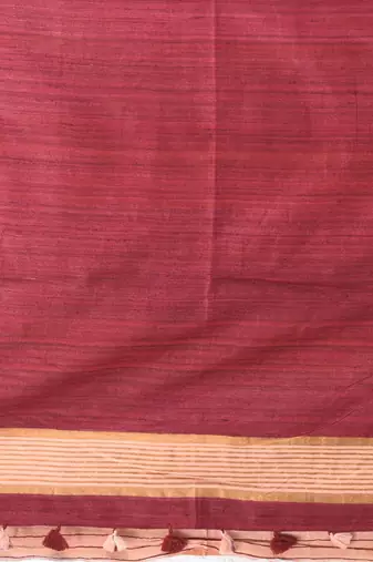 peach viscose saree with gheecha pallu and golden border
