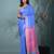 blue viscose saree with gheecha pallu and golden border