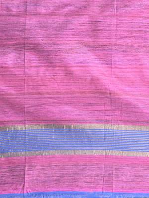 blue viscose saree with gheecha pallu and golden border 4