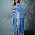 baby blue viscose saree with gheecha pallu and golden border