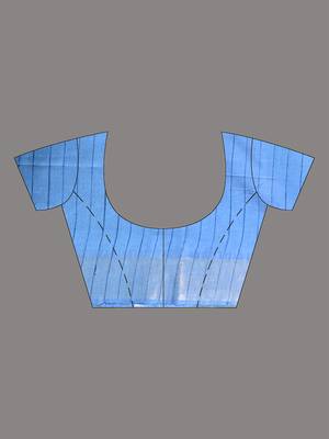 baby blue viscose saree with gheecha pallu and golden border 5