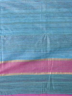 pink viscose saree with gheecha pallu and golden border 4