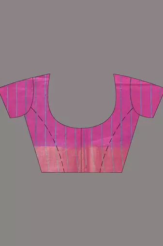 pink viscose saree with gheecha pallu and golden border